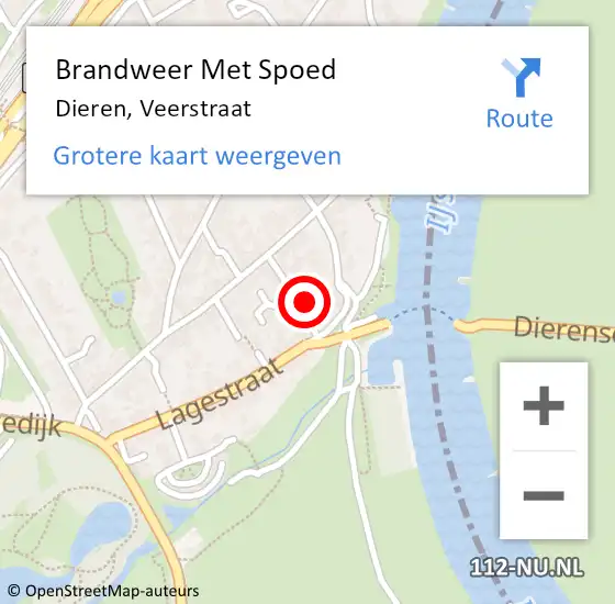 Locatie op kaart van de 112 melding: Brandweer Met Spoed Naar Dieren, Veerstraat op 17 maart 2022 12:57