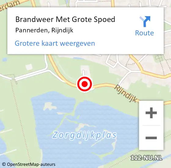 Locatie op kaart van de 112 melding: Brandweer Met Grote Spoed Naar Pannerden, Rijndijk op 17 maart 2022 12:59