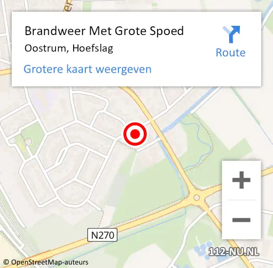 Locatie op kaart van de 112 melding: Brandweer Met Grote Spoed Naar Oostrum, Hoefslag op 17 maart 2022 13:11