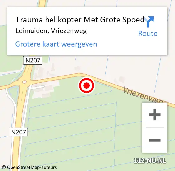 Locatie op kaart van de 112 melding: Trauma helikopter Met Grote Spoed Naar Leimuiden, Vriezenweg op 17 maart 2022 13:15