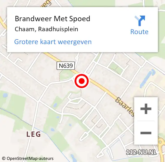 Locatie op kaart van de 112 melding: Brandweer Met Spoed Naar Chaam, Raadhuisplein op 17 maart 2022 13:18