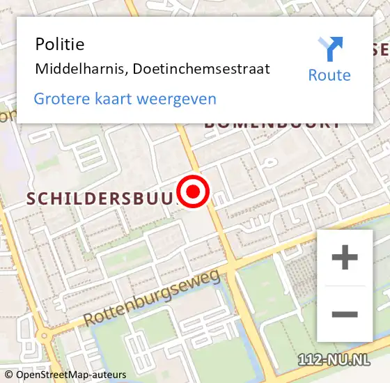 Locatie op kaart van de 112 melding: Politie Middelharnis, Doetinchemsestraat op 17 maart 2022 13:28