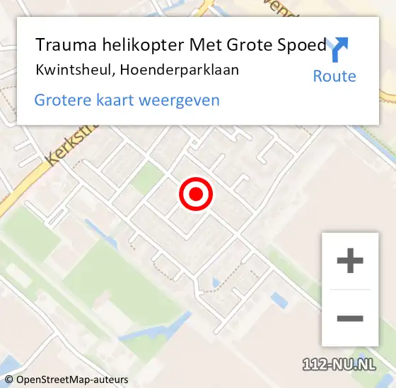 Locatie op kaart van de 112 melding: Trauma helikopter Met Grote Spoed Naar Kwintsheul, Hoenderparklaan op 17 maart 2022 13:35