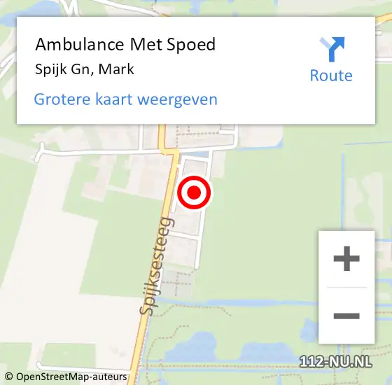 Locatie op kaart van de 112 melding: Ambulance Met Spoed Naar Spijk Gn, Mark op 17 maart 2022 13:38