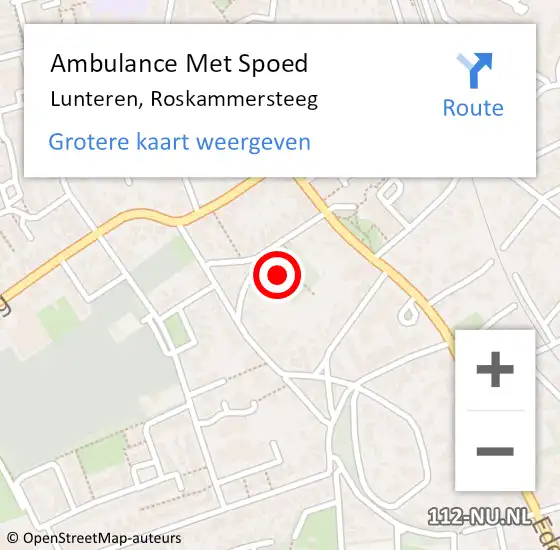 Locatie op kaart van de 112 melding: Ambulance Met Spoed Naar Lunteren, Roskammersteeg op 17 maart 2022 13:41