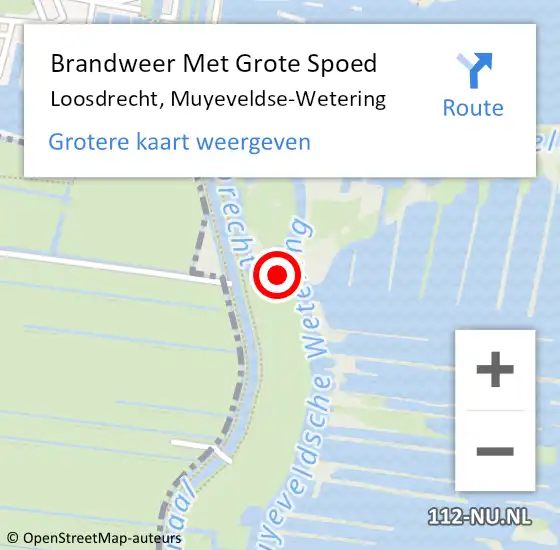 Locatie op kaart van de 112 melding: Brandweer Met Grote Spoed Naar Loosdrecht, Muyeveldse-Wetering op 17 maart 2022 13:45