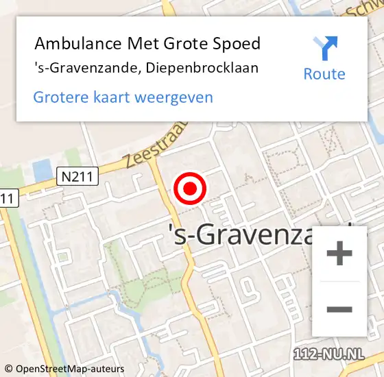 Locatie op kaart van de 112 melding: Ambulance Met Grote Spoed Naar 's-Gravenzande, Diepenbrocklaan op 17 maart 2022 13:49