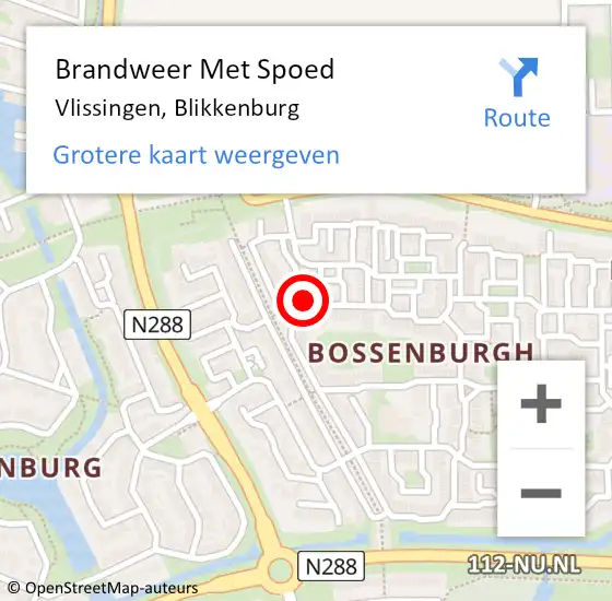 Locatie op kaart van de 112 melding: Brandweer Met Spoed Naar Vlissingen, Blikkenburg op 17 maart 2022 13:50