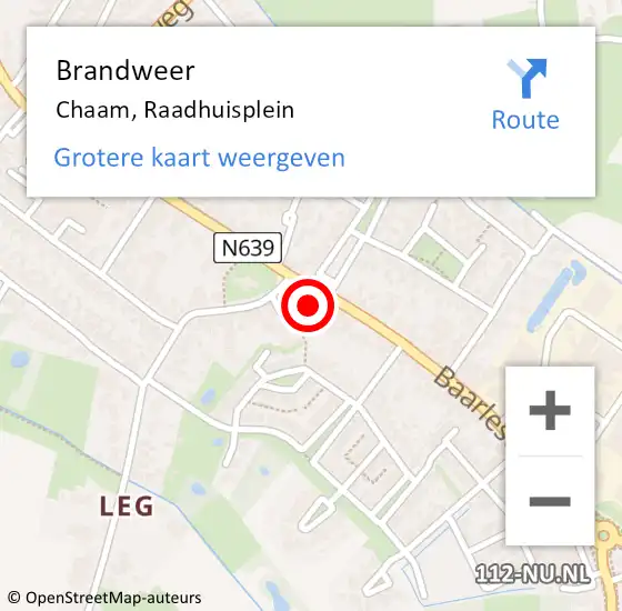 Locatie op kaart van de 112 melding: Brandweer Chaam, Raadhuisplein op 17 maart 2022 13:50