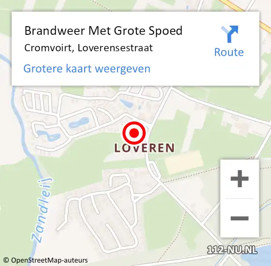 Locatie op kaart van de 112 melding: Brandweer Met Grote Spoed Naar Cromvoirt, Loverensestraat op 17 maart 2022 14:09