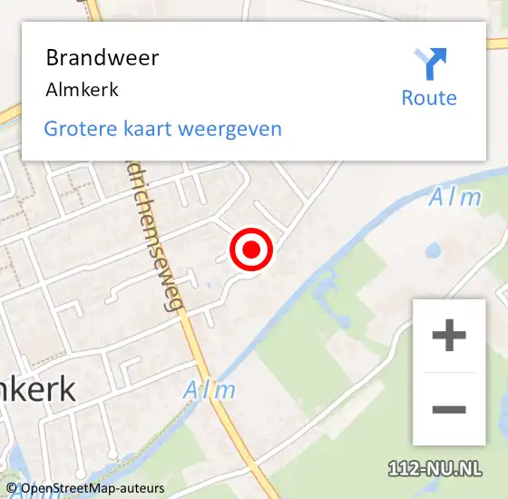 Locatie op kaart van de 112 melding: Brandweer Almkerk op 17 maart 2022 14:11