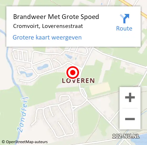 Locatie op kaart van de 112 melding: Brandweer Met Grote Spoed Naar Cromvoirt, Loverensestraat op 17 maart 2022 14:14