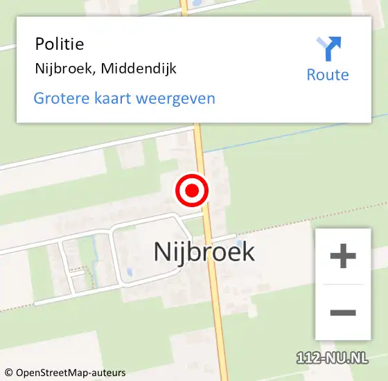 Locatie op kaart van de 112 melding: Politie Nijbroek, Middendijk op 17 maart 2022 14:19