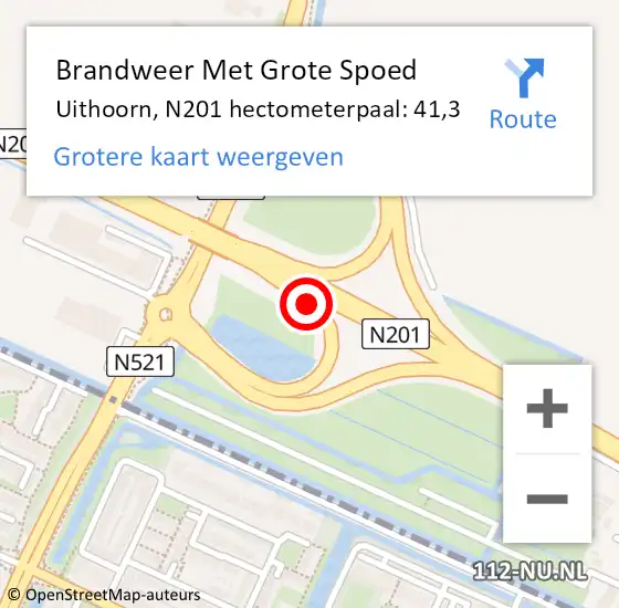 Locatie op kaart van de 112 melding: Brandweer Met Grote Spoed Naar Uithoorn, N201 hectometerpaal: 41,3 op 17 maart 2022 14:21