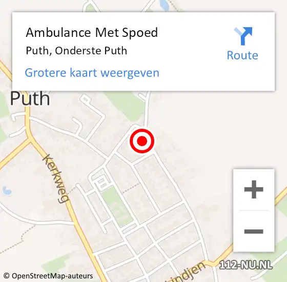 Locatie op kaart van de 112 melding: Ambulance Met Spoed Naar Puth, Onderste Puth op 11 juli 2014 11:29