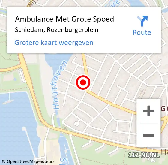 Locatie op kaart van de 112 melding: Ambulance Met Grote Spoed Naar Schiedam, Rozenburgerplein op 17 maart 2022 15:07