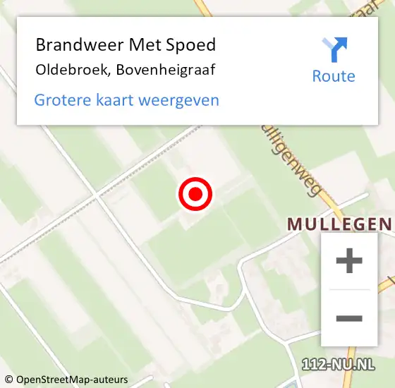 Locatie op kaart van de 112 melding: Brandweer Met Spoed Naar Oldebroek, Bovenheigraaf op 17 maart 2022 15:07