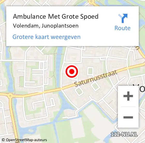 Locatie op kaart van de 112 melding: Ambulance Met Grote Spoed Naar Volendam, Junoplantsoen op 17 maart 2022 15:09