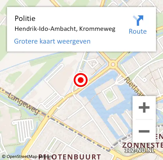 Locatie op kaart van de 112 melding: Politie Hendrik-Ido-Ambacht, Krommeweg op 17 maart 2022 15:23