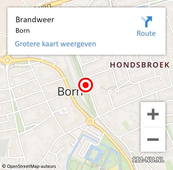 Locatie op kaart van de 112 melding: Brandweer Born op 17 maart 2022 15:31