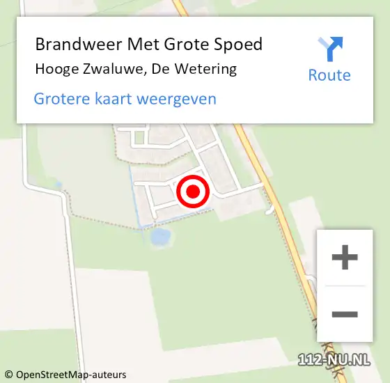 Locatie op kaart van de 112 melding: Brandweer Met Grote Spoed Naar Hooge Zwaluwe, De Wetering op 17 maart 2022 15:32