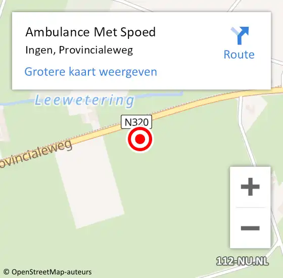 Locatie op kaart van de 112 melding: Ambulance Met Spoed Naar Ingen, Provincialeweg op 17 maart 2022 15:32