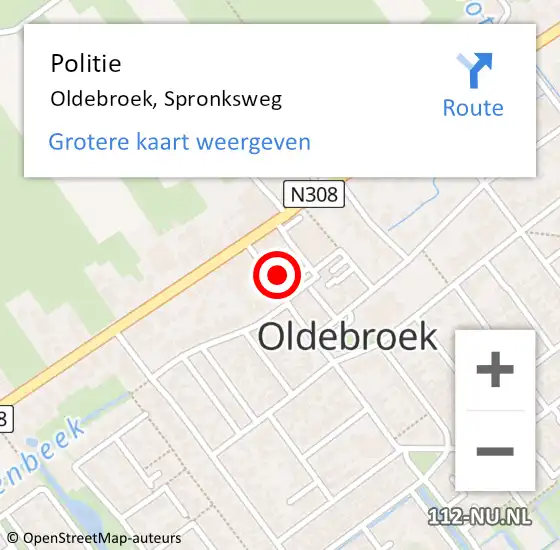 Locatie op kaart van de 112 melding: Politie Oldebroek, Spronksweg op 17 maart 2022 15:34