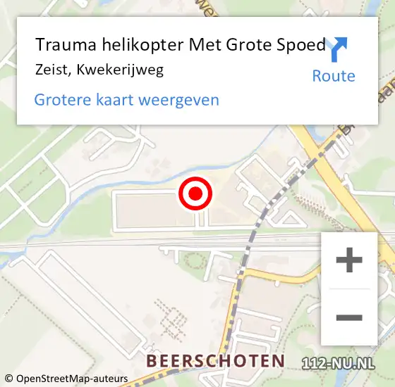 Locatie op kaart van de 112 melding: Trauma helikopter Met Grote Spoed Naar Zeist, Kwekerijweg op 17 maart 2022 15:39