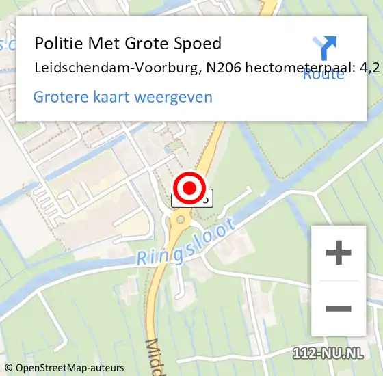 Locatie op kaart van de 112 melding: Politie Met Grote Spoed Naar Leidschendam-Voorburg, N206 hectometerpaal: 4,2 op 17 maart 2022 15:45