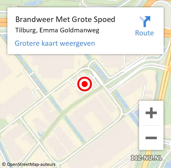 Locatie op kaart van de 112 melding: Brandweer Met Grote Spoed Naar Tilburg, Emma Goldmanweg op 17 maart 2022 15:45