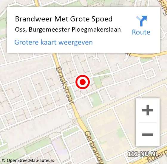 Locatie op kaart van de 112 melding: Brandweer Met Grote Spoed Naar Oss, Burgemeester Ploegmakerslaan op 17 maart 2022 15:47