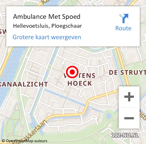 Locatie op kaart van de 112 melding: Ambulance Met Spoed Naar Hellevoetsluis, Ploegschaar op 17 maart 2022 15:55