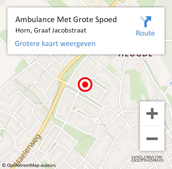 Locatie op kaart van de 112 melding: Ambulance Met Grote Spoed Naar Horn, Graaf Jacobstraat op 17 maart 2022 15:58