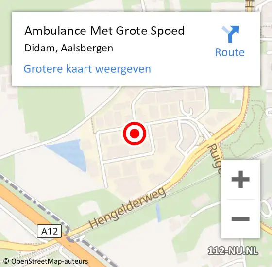 Locatie op kaart van de 112 melding: Ambulance Met Grote Spoed Naar Didam, Aalsbergen op 17 maart 2022 15:58