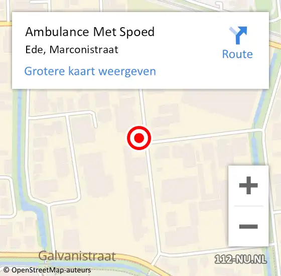 Locatie op kaart van de 112 melding: Ambulance Met Spoed Naar Ede, Marconistraat op 17 maart 2022 16:11