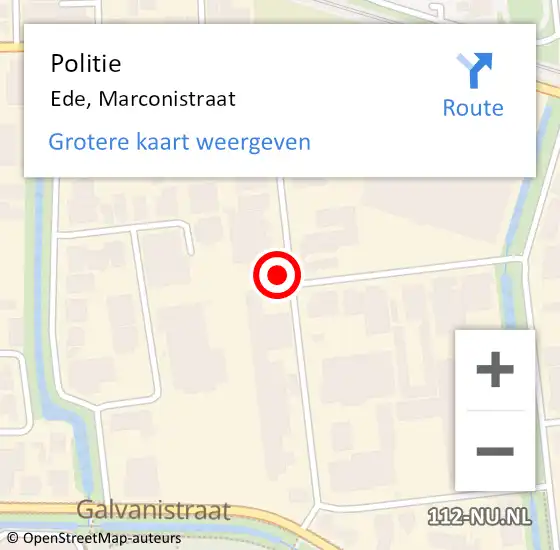 Locatie op kaart van de 112 melding: Politie Ede, Marconistraat op 17 maart 2022 16:20