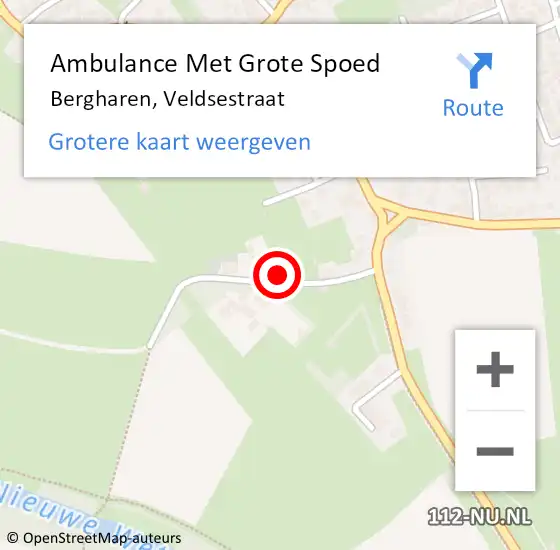 Locatie op kaart van de 112 melding: Ambulance Met Grote Spoed Naar Bergharen, Veldsestraat op 17 maart 2022 16:28