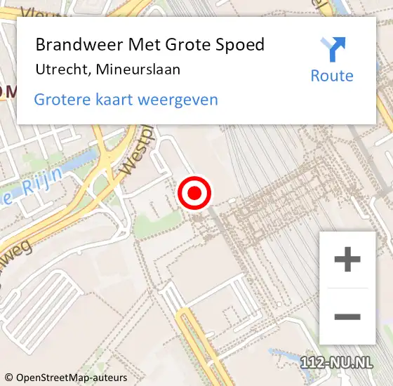 Locatie op kaart van de 112 melding: Brandweer Met Grote Spoed Naar Utrecht, Mineurslaan op 17 maart 2022 16:30
