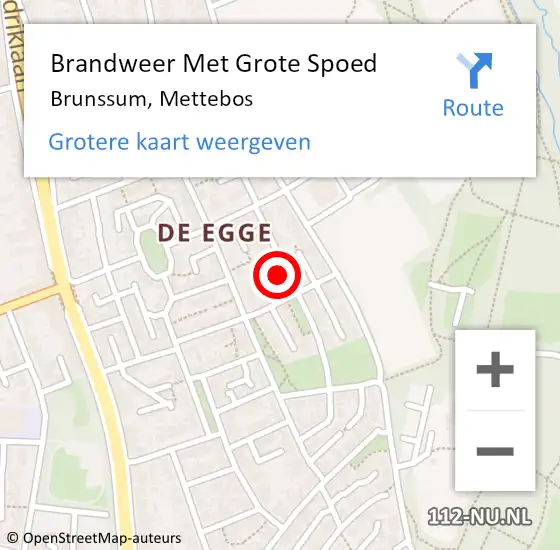 Locatie op kaart van de 112 melding: Brandweer Met Grote Spoed Naar Brunssum, Mettebos op 17 maart 2022 16:38