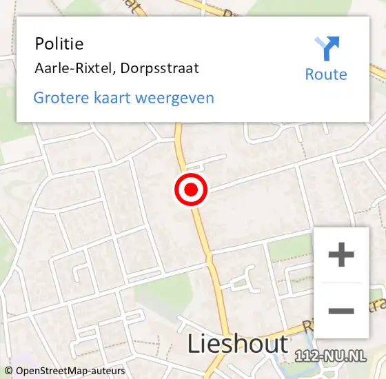 Locatie op kaart van de 112 melding: Politie Aarle-Rixtel, Dorpsstraat op 17 maart 2022 16:42