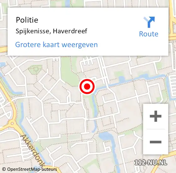 Locatie op kaart van de 112 melding: Politie Spijkenisse, Haverdreef op 17 maart 2022 16:57