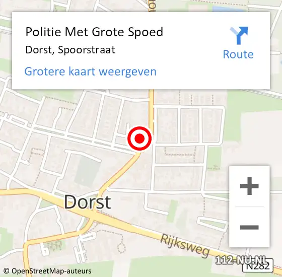 Locatie op kaart van de 112 melding: Politie Met Grote Spoed Naar Dorst, Spoorstraat op 17 maart 2022 17:04