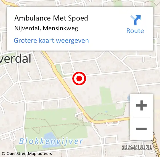 Locatie op kaart van de 112 melding: Ambulance Met Spoed Naar Nijverdal, Mensinkweg op 17 maart 2022 17:05