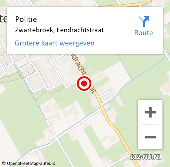 Locatie op kaart van de 112 melding: Politie Zwartebroek, Eendrachtstraat op 17 maart 2022 17:06