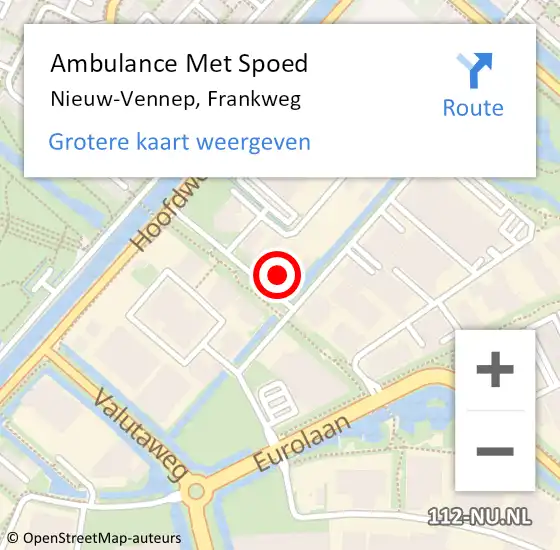 Locatie op kaart van de 112 melding: Ambulance Met Spoed Naar Nieuw-Vennep, Frankweg op 17 maart 2022 17:08
