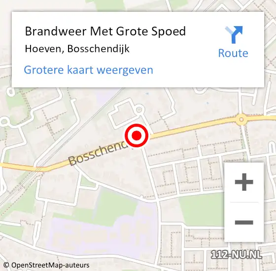 Locatie op kaart van de 112 melding: Brandweer Met Grote Spoed Naar Hoeven, Bosschendijk op 17 maart 2022 17:28