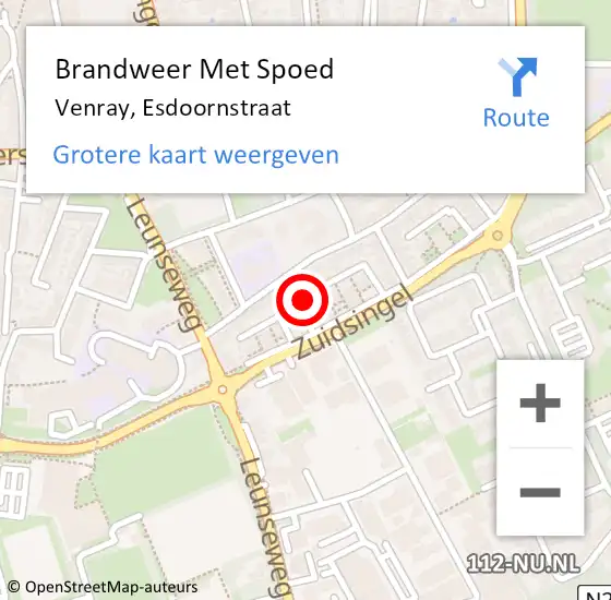 Locatie op kaart van de 112 melding: Brandweer Met Spoed Naar Venray, Esdoornstraat op 17 maart 2022 17:32