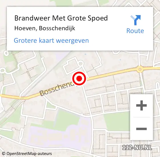 Locatie op kaart van de 112 melding: Brandweer Met Grote Spoed Naar Hoeven, Bosschendijk op 17 maart 2022 17:34