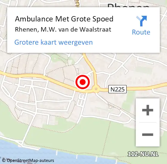 Locatie op kaart van de 112 melding: Ambulance Met Grote Spoed Naar Rhenen, M.W. van de Waalstraat op 17 maart 2022 18:12