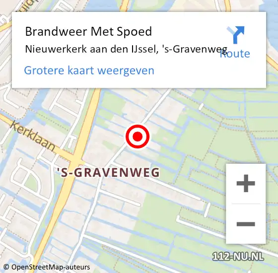 Locatie op kaart van de 112 melding: Brandweer Met Spoed Naar Nieuwerkerk aan den IJssel, 's-Gravenweg op 17 maart 2022 18:15